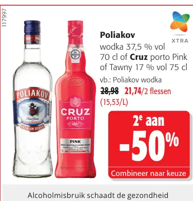 Promotie: Wodka 37,5 % vol of porto Pink of Tawny 17 % vol