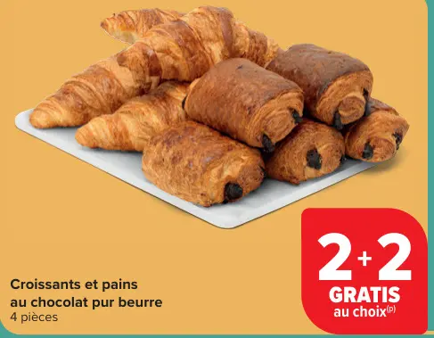 Offre: Croissants et pains au chocolat pur beurre