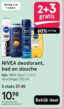 Aanbieding: NIVEA deodorant, bad en douche