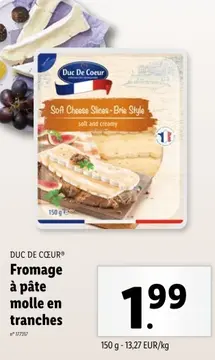 Offre: Fromage à pâte molle en tranches
