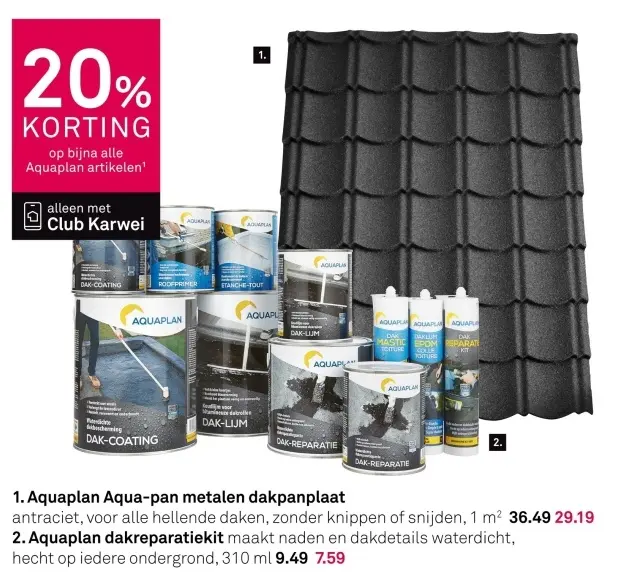 Aanbieding: Aquaplan Aqua-pan metalen dakpanplaat of dakreparatiekit