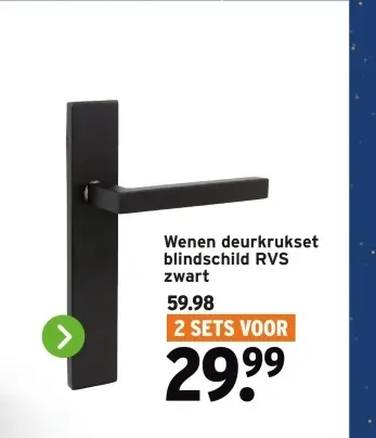 Aanbieding: Wenen deurkrukset blindschild RVS zwart