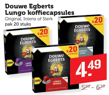Aanbieding: Douwe Egberts Lungo koffiecapsules
