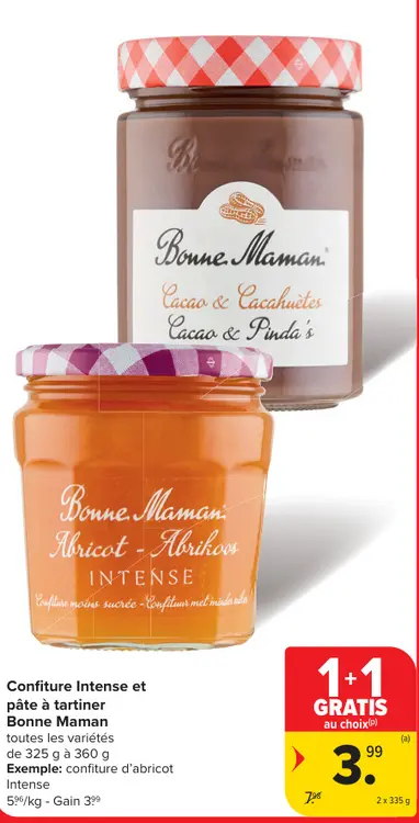 Offre: Confiture Intense et pâte à tartiner