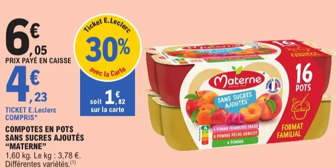Promotie: Compotes en pots sans sucres ajoutés