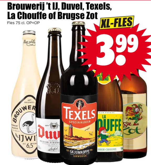Aanbieding: Brouwerij 't IJ, Duvel, Texels, La Chouffe of Brugse Zot
