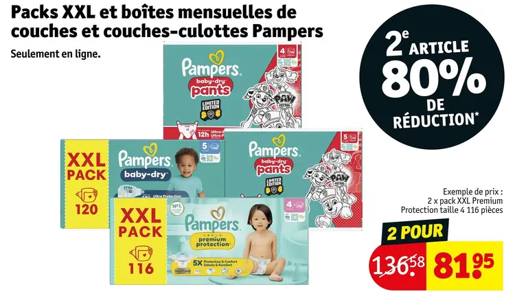 Offre: Packs XXL et boîtes mensuelles de couches et couches-culottes