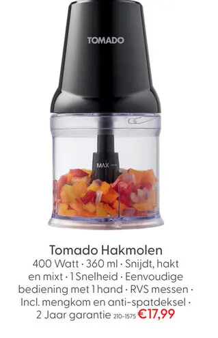 Aanbieding: Tomado hakmolen 0,5L 400W