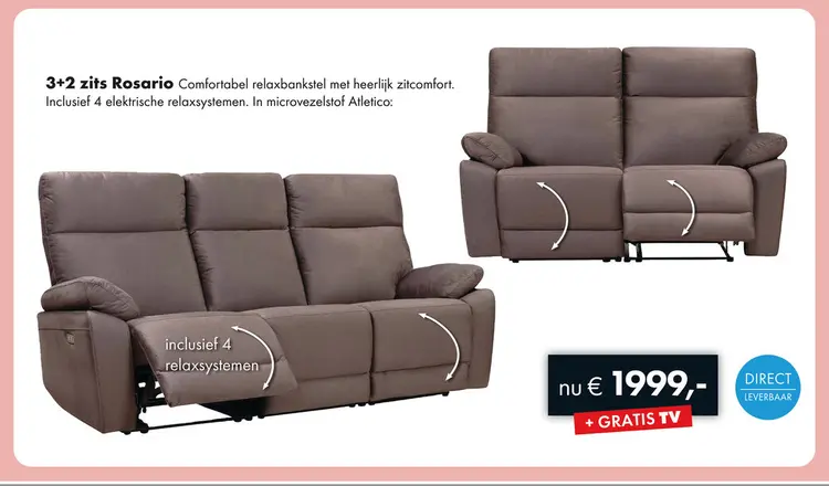 Aanbieding: Rosario 3+2 relaxbankstel