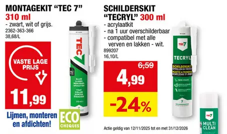 Aanbieding: Tec7 montagekit 310ml zwart
