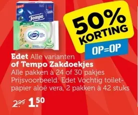 Aanbieding: Edet Alle varianten of Tempo Zakdoekjes