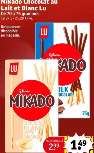 Offre: Mikado Chocolat au Lait et Blanc