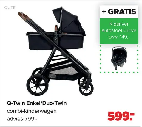 Aanbieding: Q-Twin Enkel/Duo/Twin combi-kinderwagen