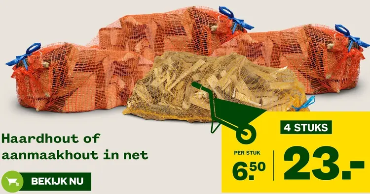 Aanbieding: Haardhout of aanmaakhout in net