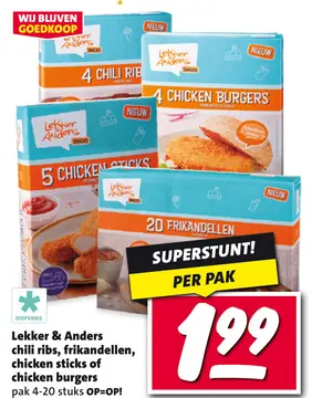 Aanbieding: Lekker & Anders chili ribs, frikandellen, chi