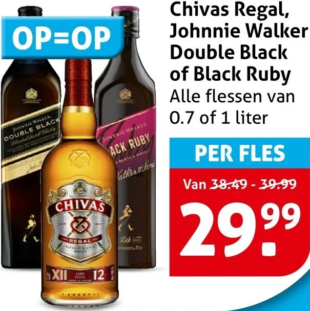 Aanbieding: Chivas Regal, Johnnie Walker Double Black of Black Ruby