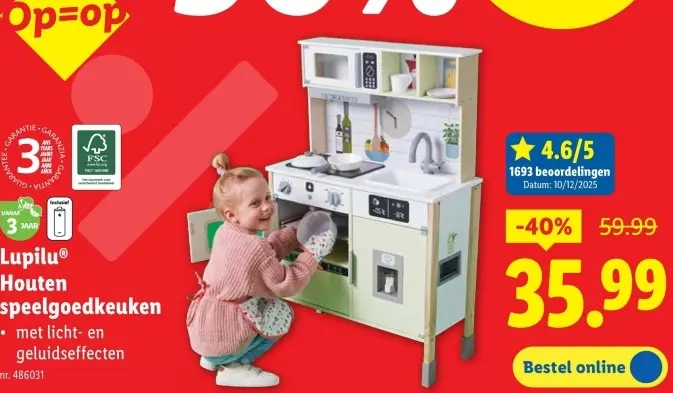 Promotie: Houten speelgoedkeuken