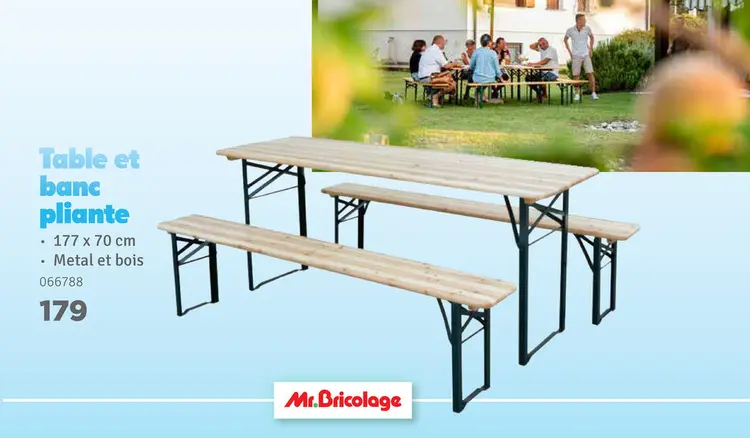 Offre: Table et blanc pliante