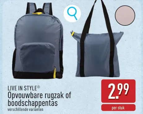 Promotie: Opvouwbare rugzak of boodschappentas