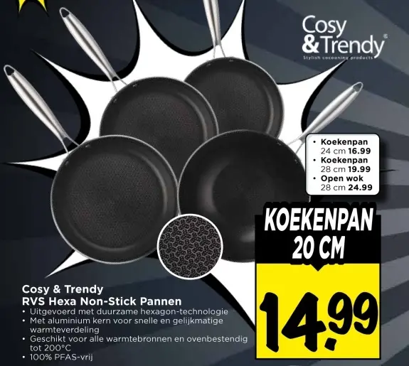 Aanbieding: RVS Hexa Non-Stick Pannen