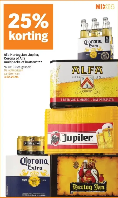 Aanbieding: Hertog Jan, Jupiler, Corona of Alfa multipack