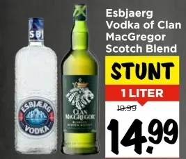 Aanbieding: Esbjaerg Vodka of Clan MacGregor Scotch Blend