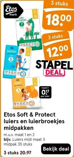 Aanbieding: Etos Soft & Protect luiers en luierbroekjes midpakken