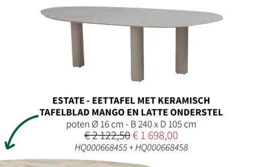 Promotie: Estate - eettafel met keramisch tafelblad man