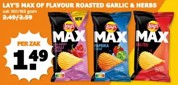 Aanbieding: Lay's max of flavour roasted garlic & herbs