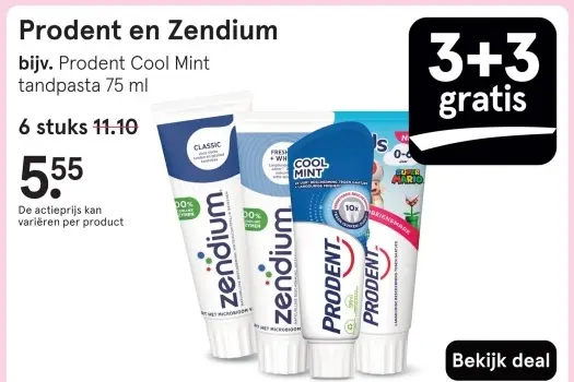 Aanbieding: Prodent en Zendium tandpasta