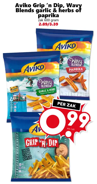 Aanbieding: Grip 'n Dip, Wavy Blends garlic & herbs of paprika