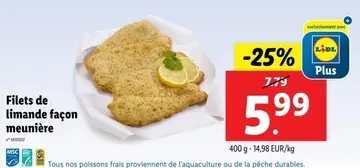 Offre: Filets de limande façon meunière