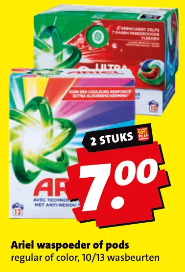 Aanbieding: Ariel waspoeder of pods