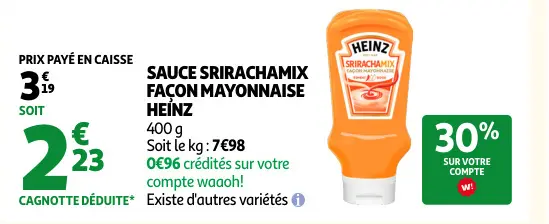 Offre: Sauce srirachamix façon mayonnaise