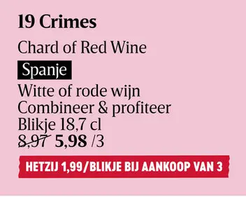 Aanbieding: 19 Crimes Chard of Red Wine
