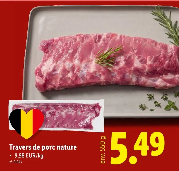 Offre: Travers de porc nature