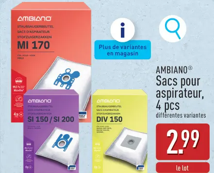 Offre: Sacs pour aspirateur