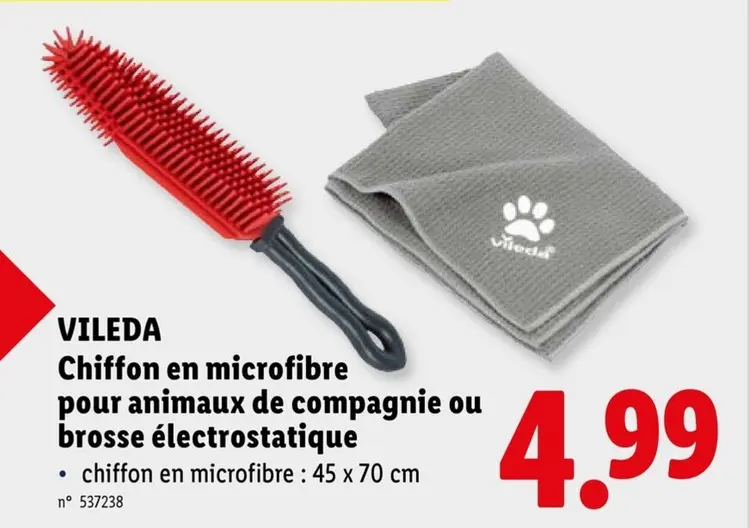 Offre: Chiffon en microfibre pour animaux de compagnie ou brosse 'electrostatique