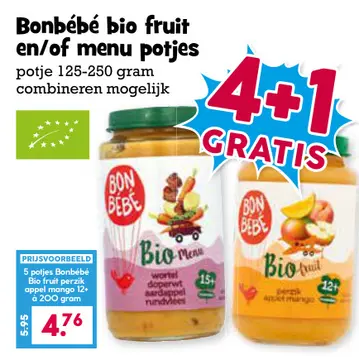 Aanbieding: Bonbébé bio fruit en/of menu potjes