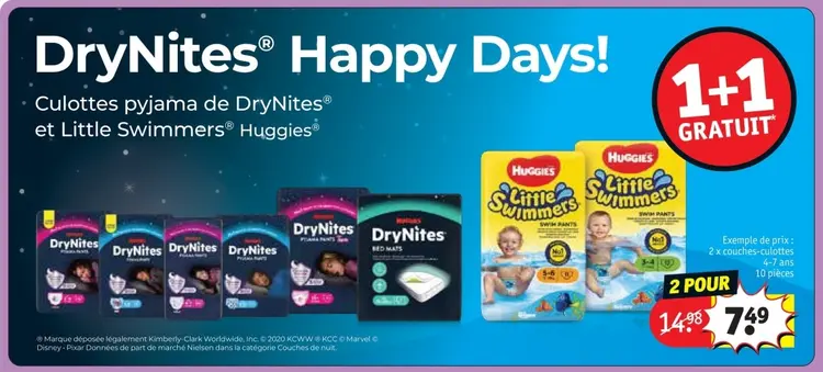 Offre: DryNites® Happy Days! Culottes pyjama et Little swimmers