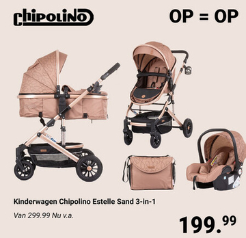 Aanbieding: Kinderwagen Chipolino Estelle Sand 3-in-1 + Autostoel 