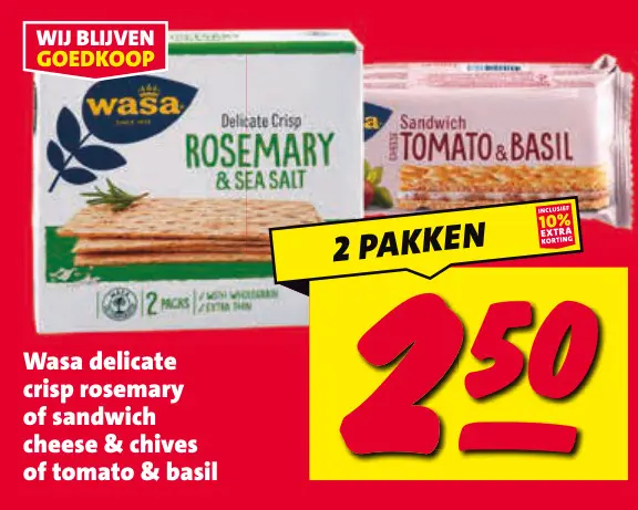 Aanbieding: Delicate crisp rosemary of sandwich cheese & chives of tomato & basil