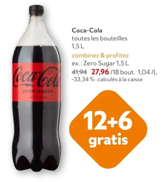 Offre: Coca-Cola toutes les bouteilles 1,5 L