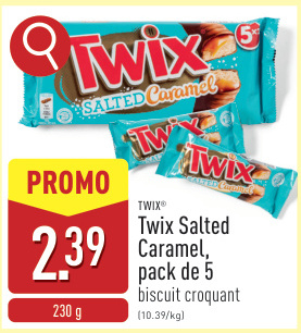 Offre: Twix Salted Caramel, pack de 5 biscuit croqua