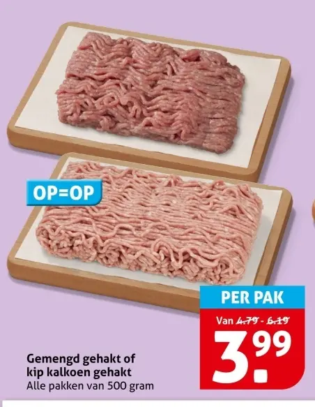 Aanbieding: Gemengd gehakt of kip kalkoen gehakt