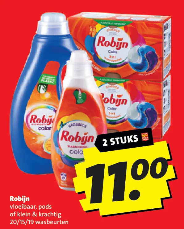 Aanbieding: Robijn vloeibaar, pods of klein & krachtig