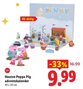 Aanbieding: Houten Peppa Pig adventskalender