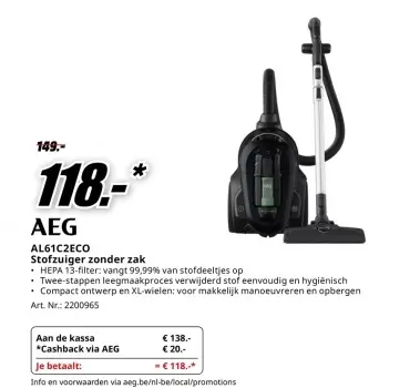 Promotie: Stofzuiger zonder zak