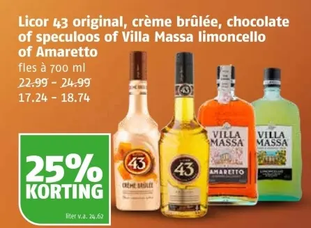 Aanbieding: Licor 43 original, crème brûlée, chocolate of Amaretto