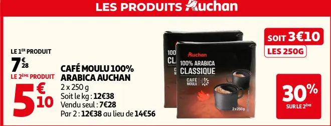 Offre: Café moulu 100% arabica classique